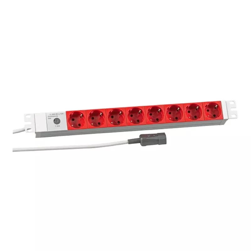 EFB Elektronik Koop PROFIversal Power Strip (Rack-Mountable) - 8 x Schuko-Steckdosen, IEC C14-Eingang, 250 V, 10 A, 2500 W, 1U, Schwarz