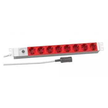 EFB Elektronik Koop PROFIversal Power Strip (Rack-Mountable) - 8 x Schuko-Steckdosen, IEC C14-Eingang, 250 V, 10 A, 2500 W, 1U, Schwarz