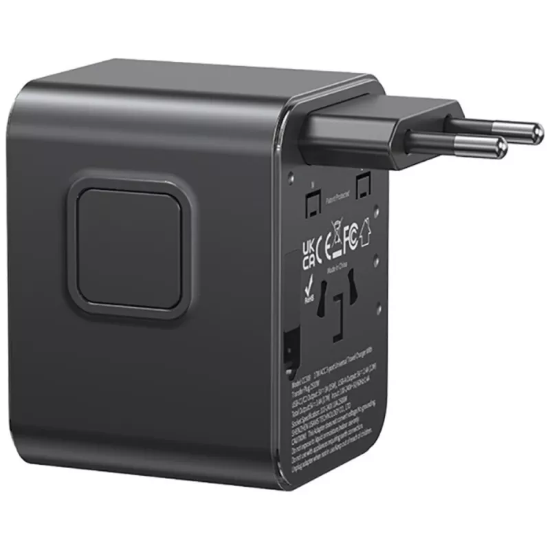 USAMS Reiseadapter CC308 17W 4in1 US/AU/EU/UK Schwarz
