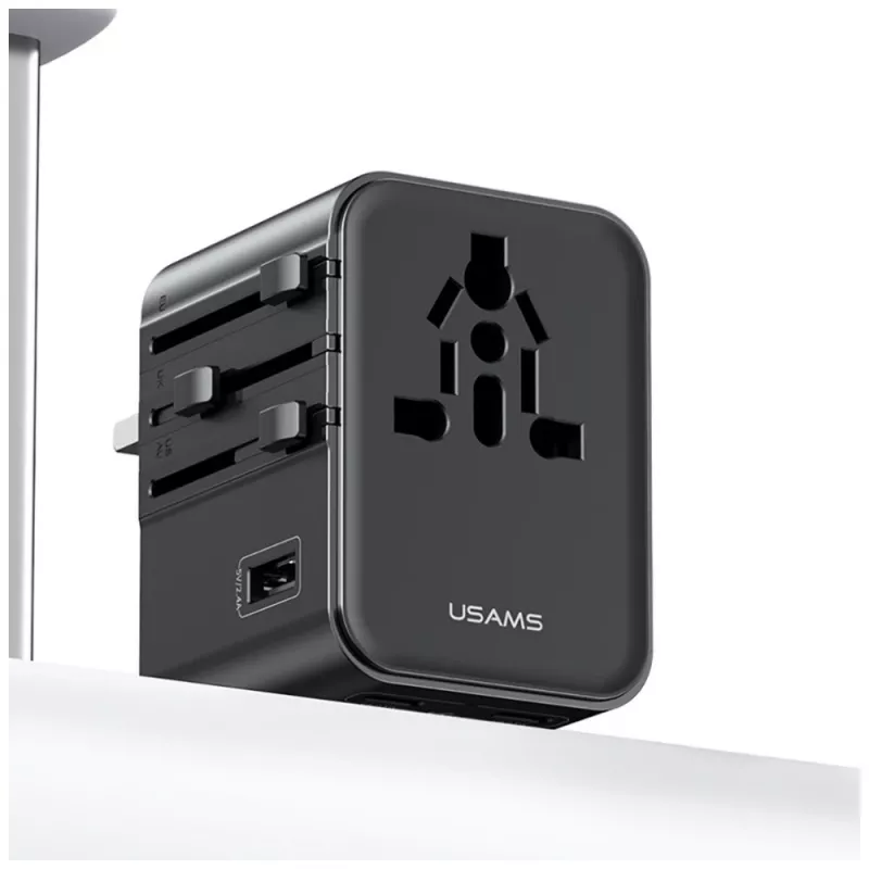 USAMS Reiseadapter CC308 17W 4in1 US/AU/EU/UK Schwarz