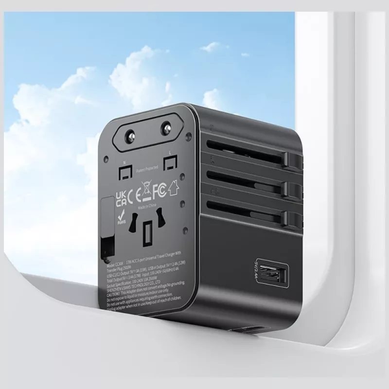 USAMS Reiseadapter CC308 17W 4in1 US/AU/EU/UK Schwarz