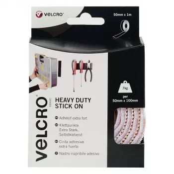 VELCRO Brand Heavy Duty Selbstklebendes Klettband, Weiß, 50mm x 1m