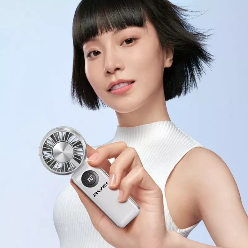 AWEI F39 Fast Ice Mini Handventilator, Eisweiß, 3600mAh, Turbo-Kühlung, 5 Stufen, USB-C