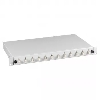 EFB Elektronik Spleißbox 6x LC Duplex OM4 ausziehbar, 1U, teilbestückt, lichtgrau