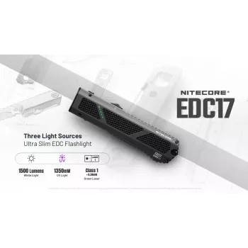Nitecore EDC17 Taschenlampe 1500 Lumen USB-C wiederaufladbar mit Class 1 Laserpointer