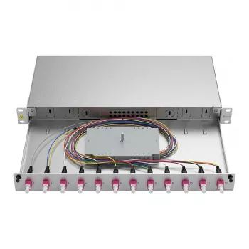 ZVK Easylan LWL Spleißgehäuse Basic 1U 12x LC-Duplex OM4 ausziehbar