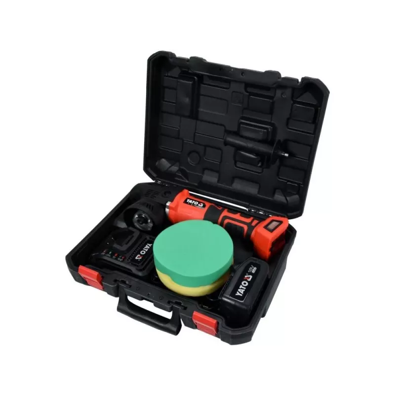 Yato YT-82920 Auto-Poliermaschine 5000 U/min 1200W Rotationspolierer mit variabler Drehzahl, Sanftanlauf, 180-mm-Scheibe, 5 m Kabel