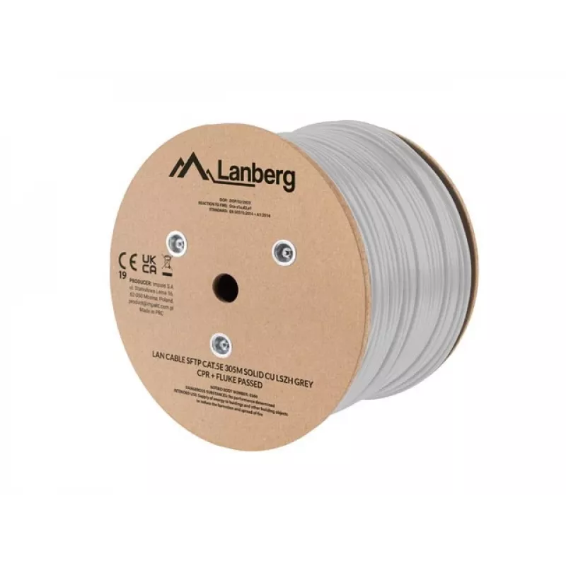 LANBERG SFTP Cat.5e 305m Solid Copper LSZH Netzwerkkabel Grau
