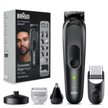 Braun MGK7491 17-in-1 Multi-Grooming Style Kit, Schwarz/Silber, kabellos, Li-Ion, 100 min Laufzeit