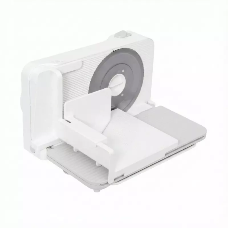 SMAPP 393.5 Elektrische Aufschnittmaschine, klappbar, 150 W, Edelstahlklinge, Weiß