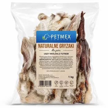 PETMEX Kaninchenohren mit Fell 1kg