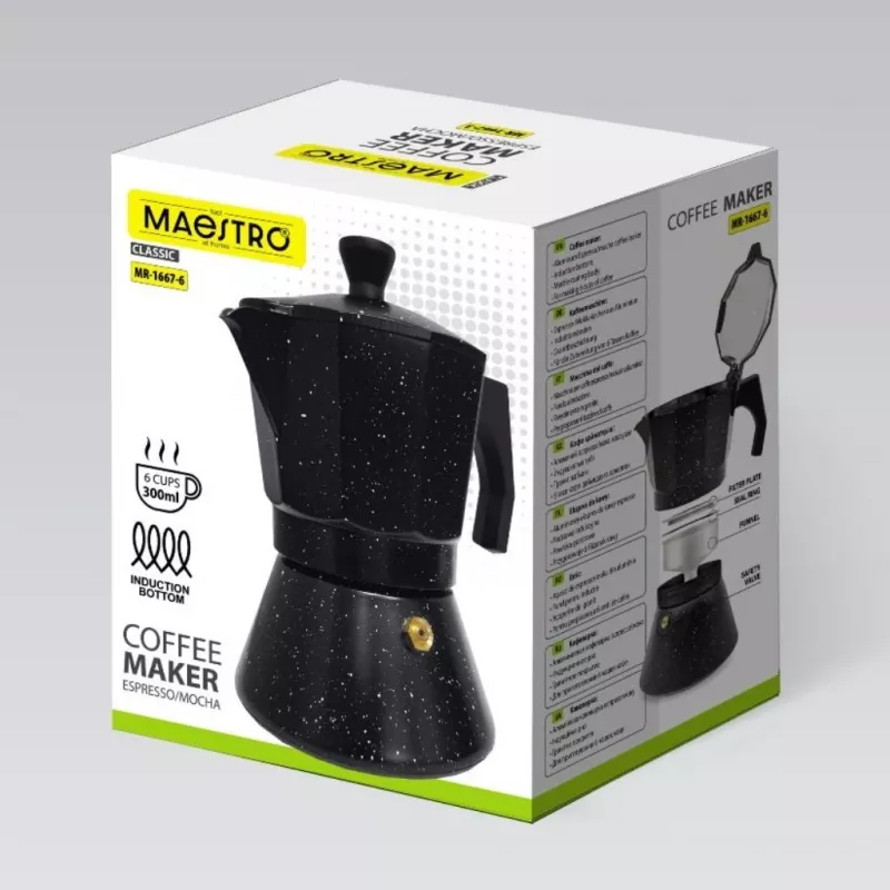 Maestro Granite MR-1667-3 Moka-Kaffeekocher 150ml 3 Tassen Grau