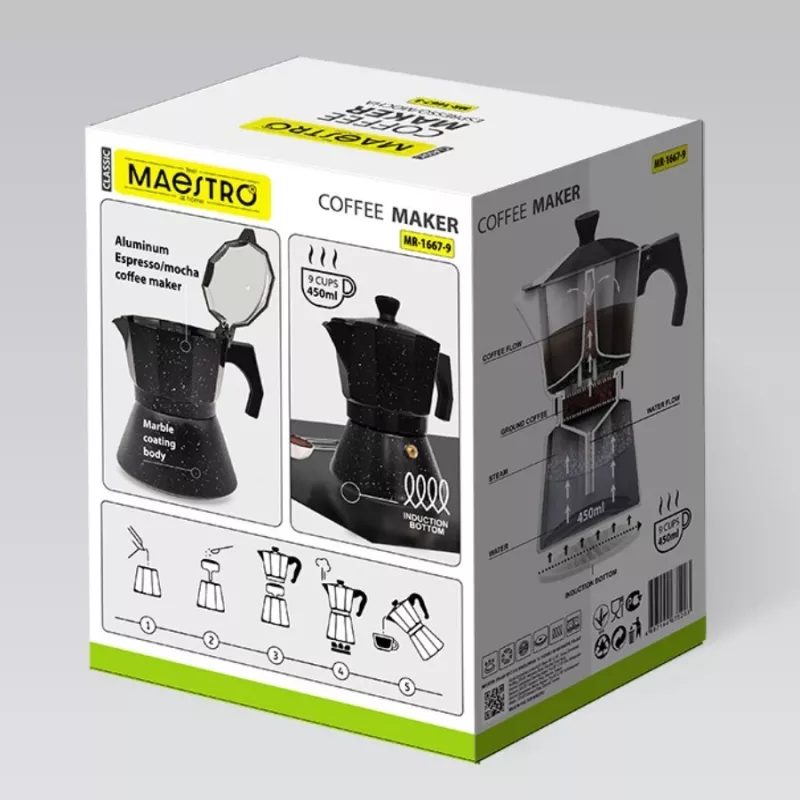 Maestro Granite MR-1667-9 Herd-Espressokocher 450ml 9 Tassen