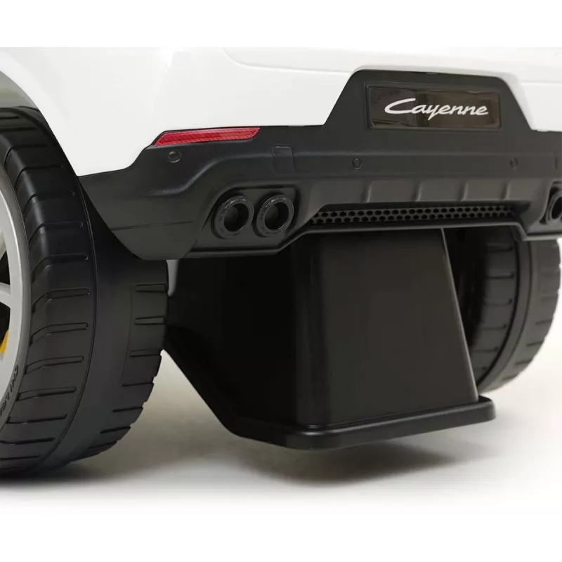 MILLY MALLY Kinderfahrzeug Porsche Cayenne S Weiß - Elektro-Kinderauto mit 12V Akku, Fernbedienung, LED-Leuchten