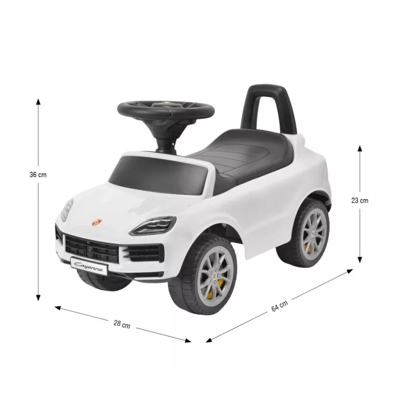 MILLY MALLY Kinderfahrzeug Porsche Cayenne S Weiß - Elektro-Kinderauto mit 12V Akku, Fernbedienung, LED-Leuchten