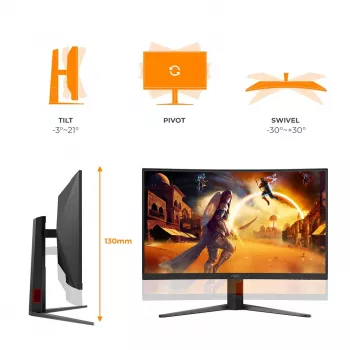 AOC C32G4Z 31.5 inch Curved Gaming Monitor, Full HD, 240Hz, 1ms, VA, FreeSync Premium, Schwarz/Rot