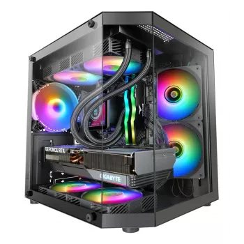 TACENS Mars Gaming MC-3TLITE Mini Tower Schwarz Tempered Glass FRGB Gehäuse