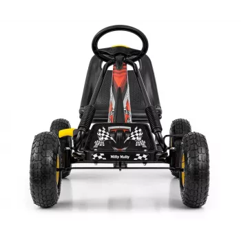 MILLY MALLY Pedal Go-Kart Thor Black, Stahlrahmen, EVA-Schaumräder, Handbremse, Vorwärts/Rückwärts, für Kinder 3-8 Jahre, max. Belastung 30 kg