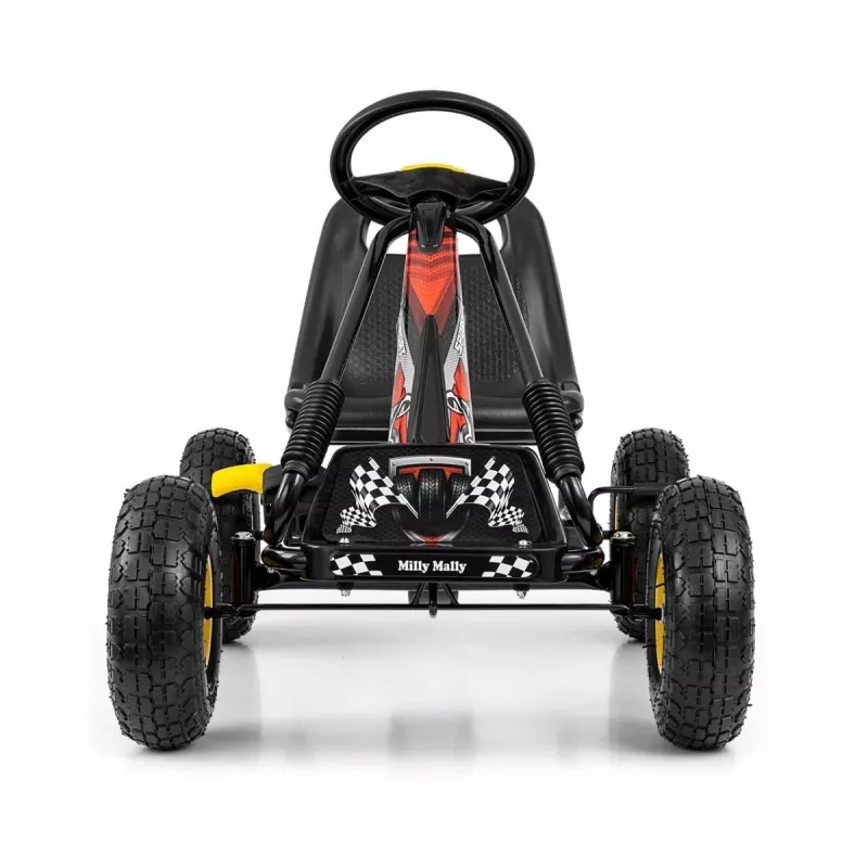 MILLY MALLY Pedal Go-Kart Thor Black, Stahlrahmen, EVA-Schaumräder, Handbremse, Vorwärts/Rückwärts, für Kinder 3-8 Jahre, max. Belastung 30 kg