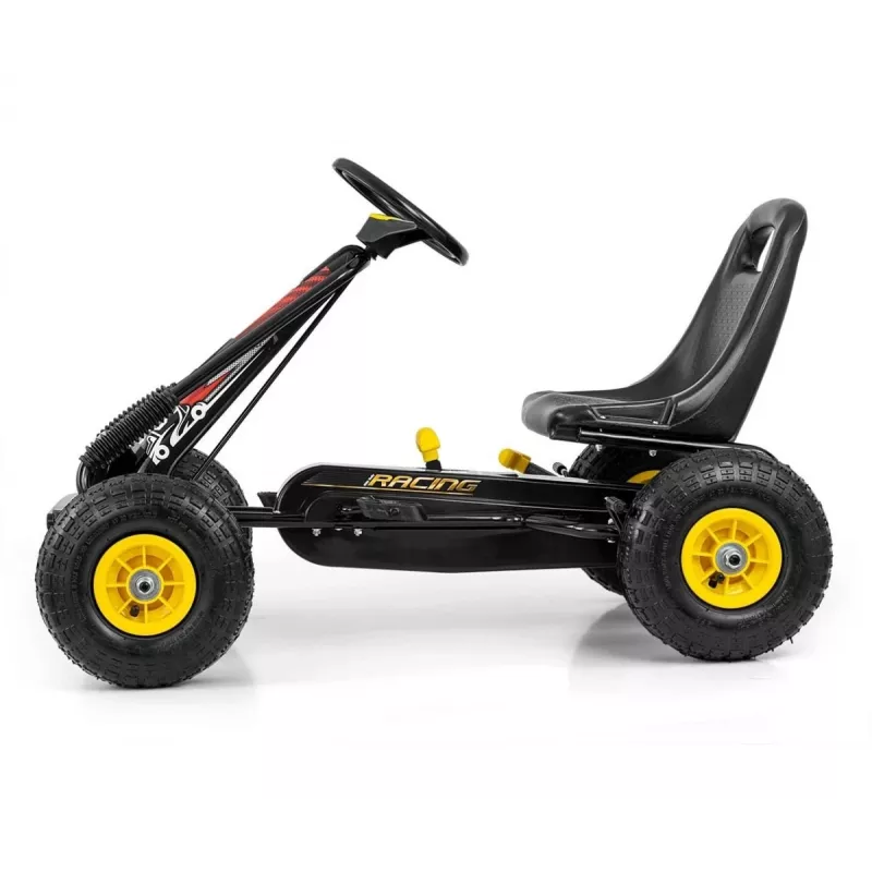 MILLY MALLY Pedal Go-Kart Thor Black, Stahlrahmen, EVA-Schaumräder, Handbremse, Vorwärts/Rückwärts, für Kinder 3-8 Jahre, max. Belastung 30 kg