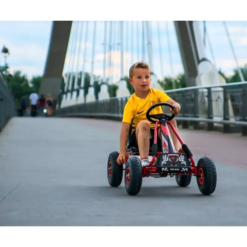 MILLY MALLY Pedal Go-Kart Thor Black, Stahlrahmen, EVA-Schaumräder, Handbremse, Vorwärts/Rückwärts, für Kinder 3-8 Jahre, max. Belastung 30 kg