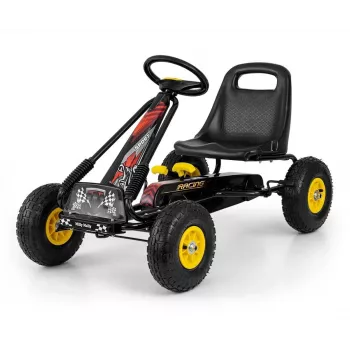 MILLY MALLY Pedal Go-Kart Thor Black, Stahlrahmen, EVA-Schaumräder, Handbremse, Vorwärts/Rückwärts, für Kinder 3-8 Jahre, max. Belastung 30 kg