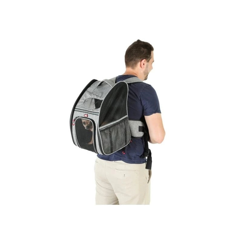ZOLUX Nomad Pet Carrier Rucksack für Hunde und Katzen, 32x25x42 cm, Grau/Schwarz