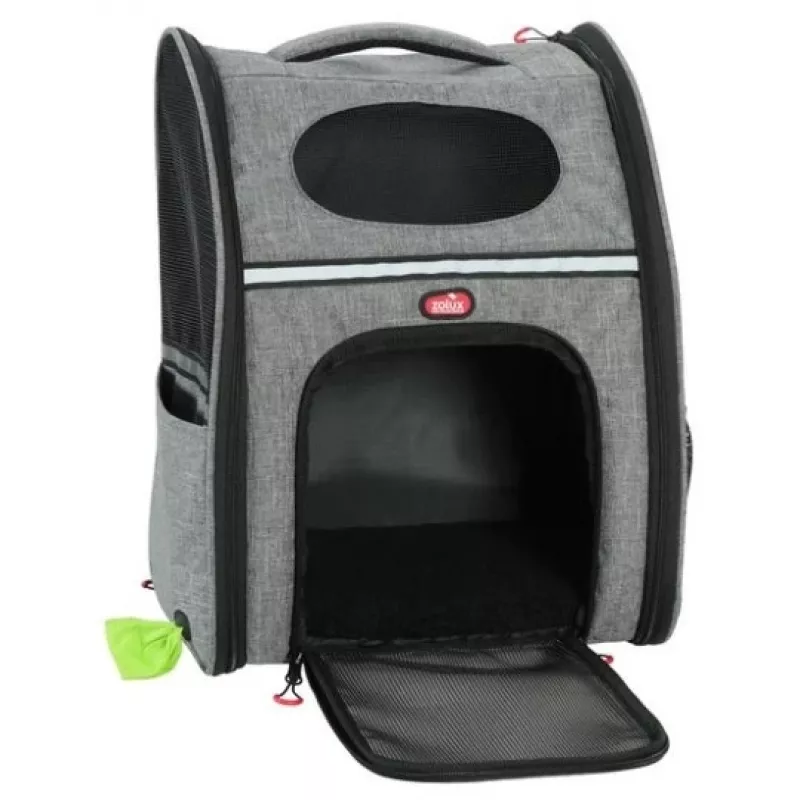 ZOLUX Nomad Pet Carrier Rucksack für Hunde und Katzen, 32x25x42 cm, Grau/Schwarz