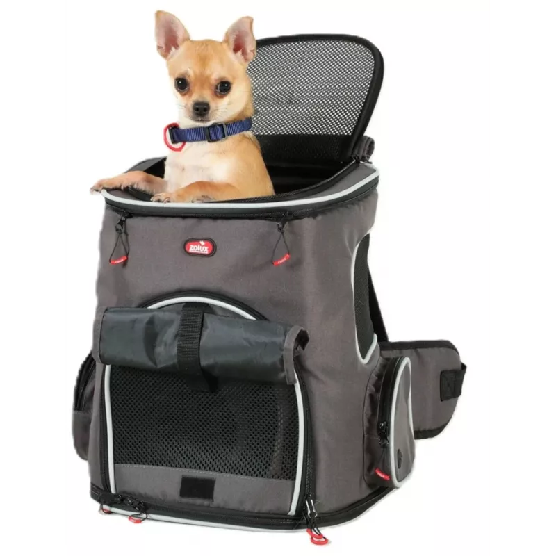 ZOLUX Nomad Pet Carrier Rucksack für Hunde und Katzen mit Laptopfach - 33x29x40 cm, Anthrazitgrau