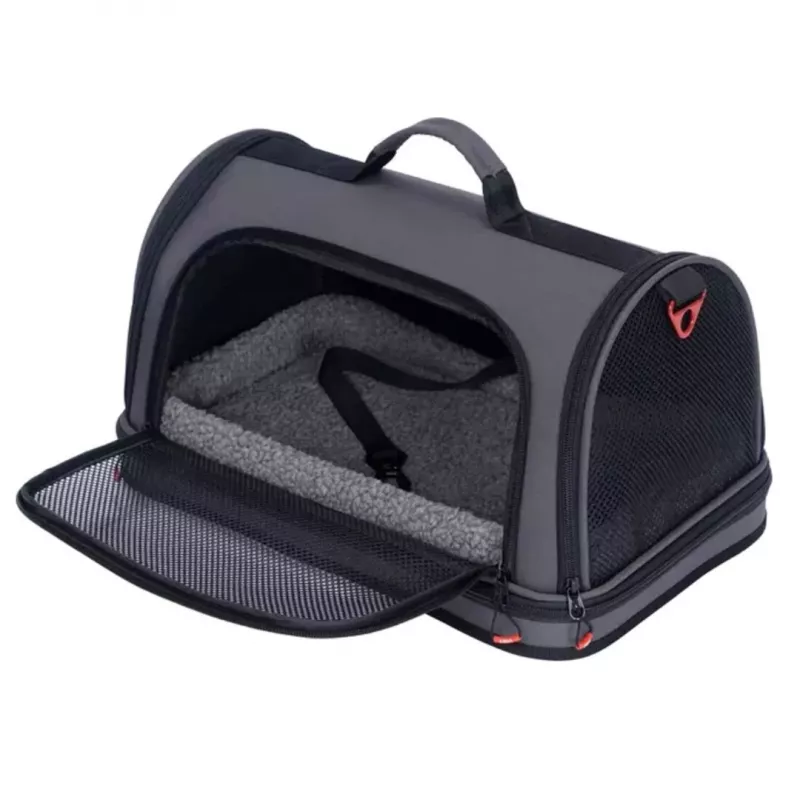 ZOLUX NOMAD M Verstärkte Haustiertransporttasche für Hunde und Katzen, Schwarz, 44,5x28x25 cm