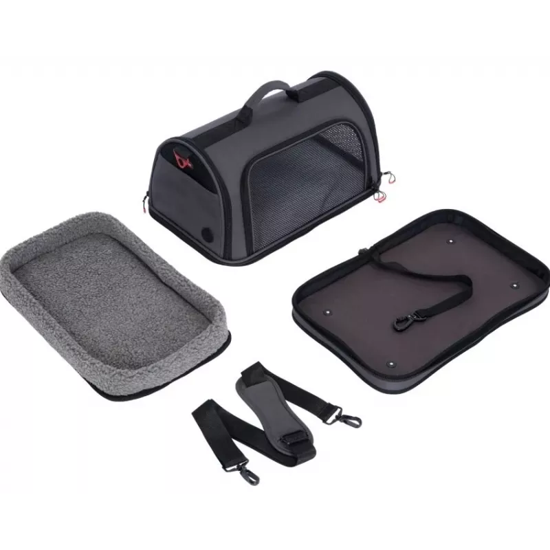 ZOLUX NOMAD M Verstärkte Haustiertransporttasche für Hunde und Katzen, Schwarz, 44,5x28x25 cm