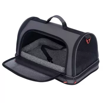 ZOLUX Nomad L Verstärkte Transporttasche für Hunde und Katzen, Schwarz, 50x32x29 cm