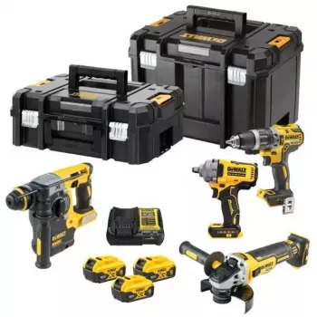 DEWALT DCK428P3T 18V XR 4-teiliges Akku-Kombi-Set mit 3x 5,0 Ah Akkus, Ladegerät und TSTAK-Koffer