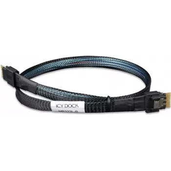ICY DOCK MB323L-B SlimSAS 4i 38-pin SFF-8654 auf SlimSAS 4i 38-pin SFF-8654 Kabel, PCIe 4.0, 0,5 m