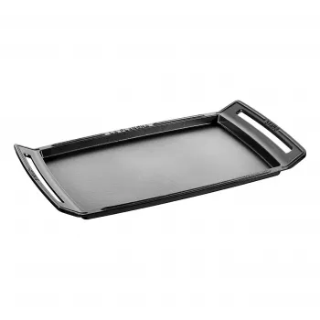 Staub Rechteckiger Gusseisen-Bräter mit Deckel, Schwarz, Induktionsgeeignet, 38 cm