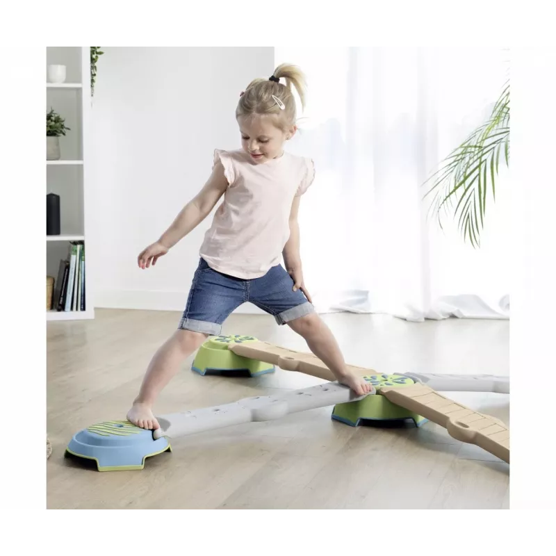 Smoby Life Balance Beam Set für Kinder - 10-teiliger modularer Balancierkurs mit Steinen, Innen/Außen, ab 2 Jahren