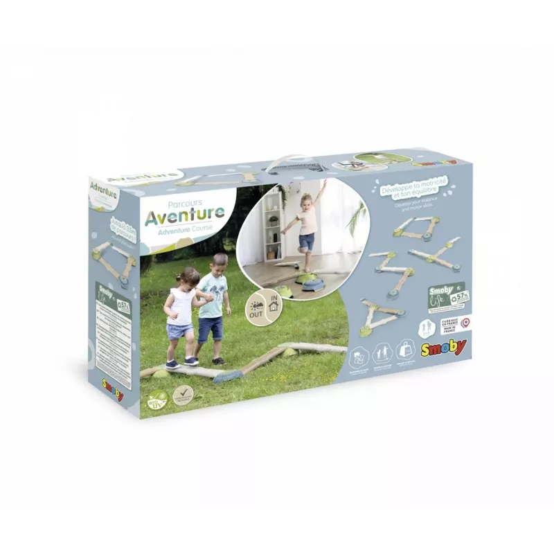 Smoby Life Balance Beam Set für Kinder - 10-teiliger modularer Balancierkurs mit Steinen, Innen/Außen, ab 2 Jahren