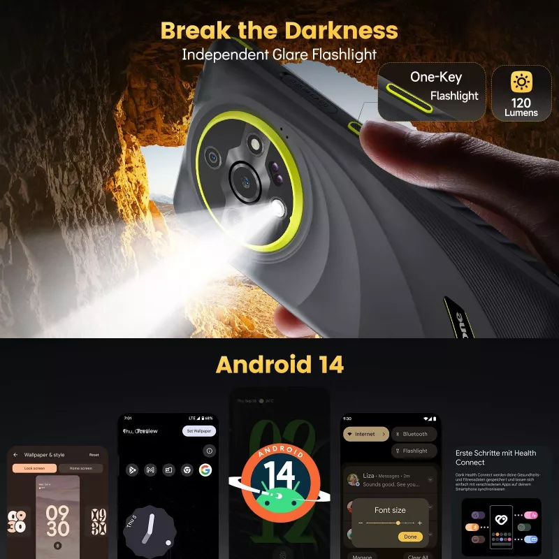 ULEFONE Armor X31 Pro 4G Robustes Smartphone, 5,45 inch HD+, 8GB RAM, 256GB Speicher, 5200mAh, IP68/IP69K, Orange
