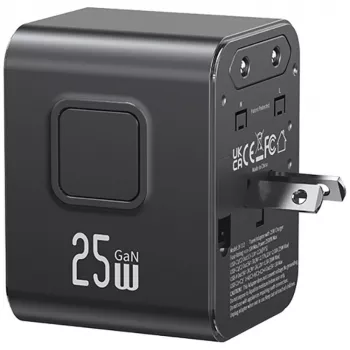 USAMS Reiseadapter 25W 4in1 US/AU/EU/UK Schwarz CC309