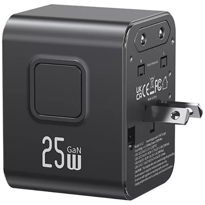 USAMS Reiseadapter 25W 4in1 US/AU/EU/UK Schwarz CC309