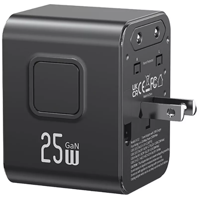 USAMS Reiseadapter 25W 4in1 US/AU/EU/UK Schwarz CC309