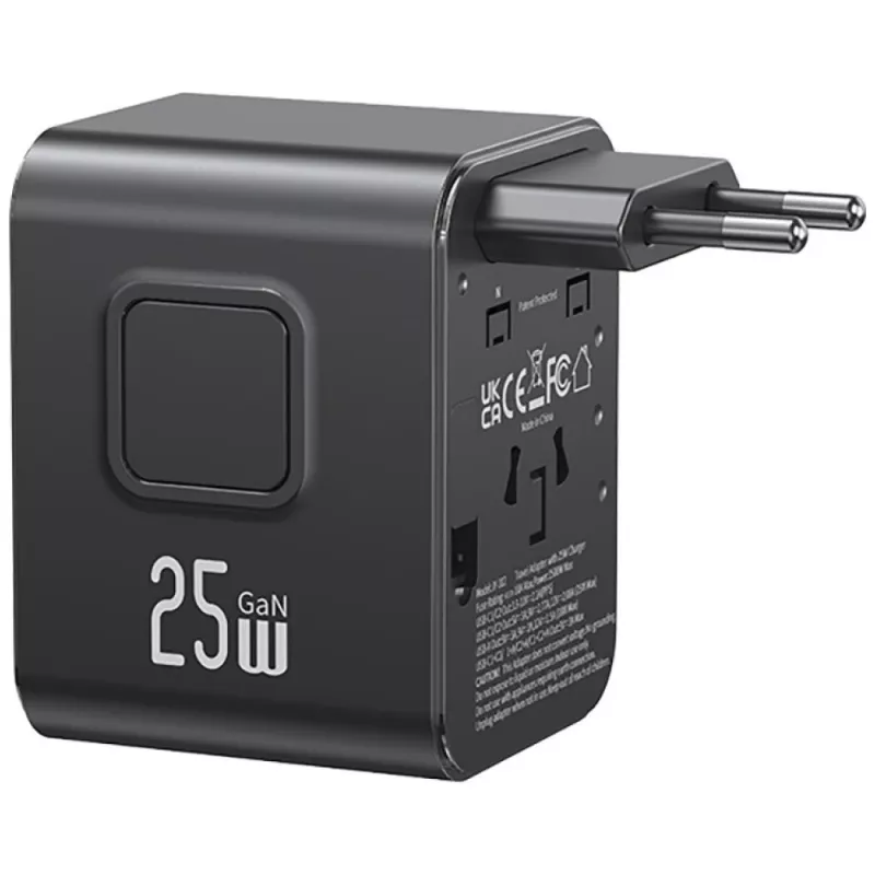 USAMS Reiseadapter 25W 4in1 US/AU/EU/UK Schwarz CC309