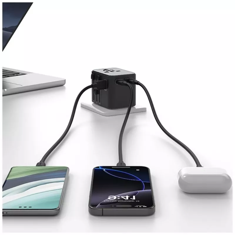USAMS Reiseadapter 25W 4in1 US/AU/EU/UK Schwarz CC309