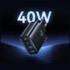 USAMS T70 40W 2xUSB-A 2xUSB-C Netzteil Schwarz