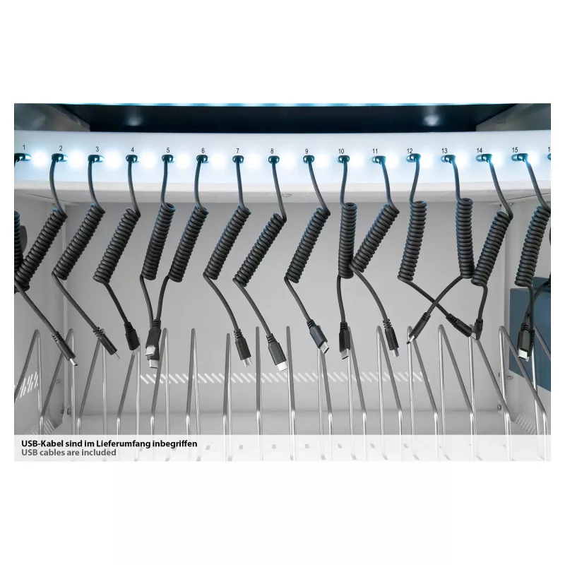 GoodConnections GEMMA T32C Tablet-Ladewagen USB-C 18W pro Port PD3.0 QC3.0 Weiß/Blau