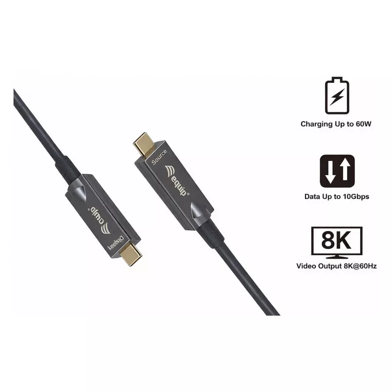Equip USB 3.2 Gen 2 USB-C auf USB-C Active Optical Kabel 15m Schwarz