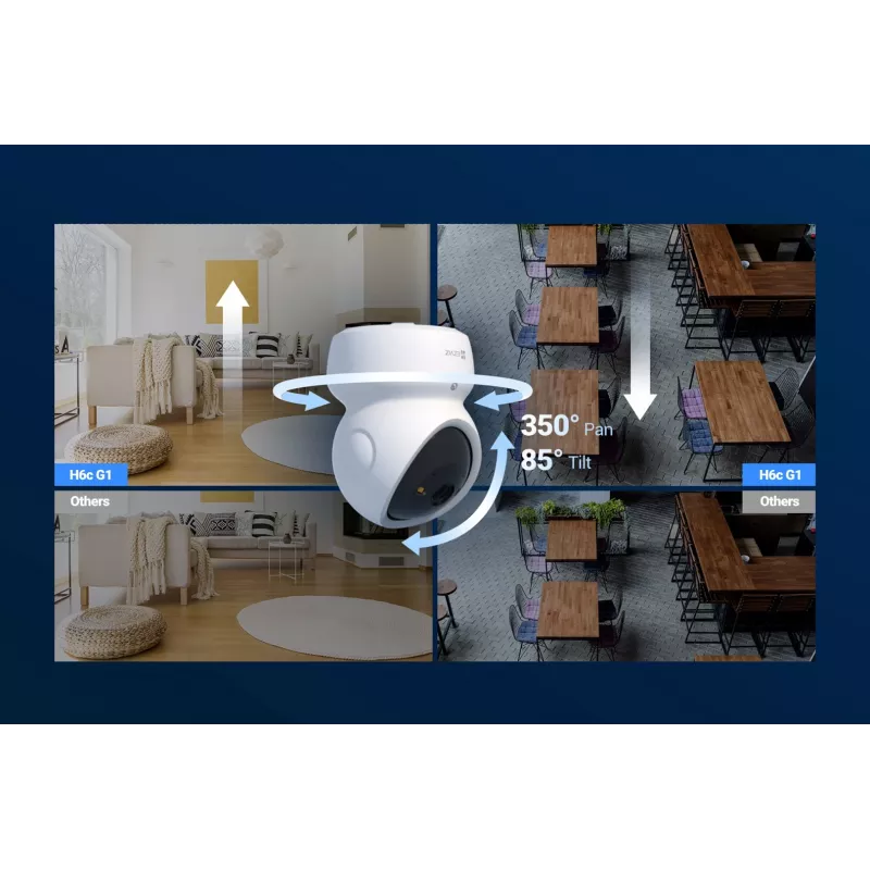 EZVIZ H6c G1 4K Kugel-IP-Überwachungskamera Innen, 4K UHD, 3840x2160, Wi-Fi, Ethernet, Nachtsicht, Zwei-Wege-Audio, KI-Erkennung, Decken-/Wand-/Tischmontage
