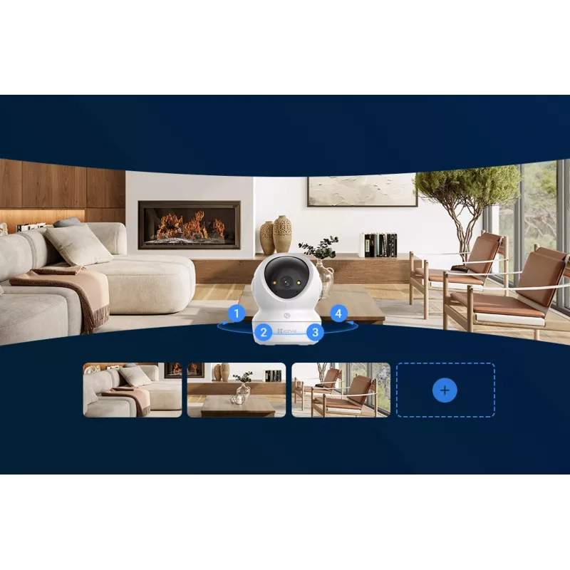 EZVIZ H6c G1 4K Kugel-IP-Überwachungskamera Innen, 4K UHD, 3840x2160, Wi-Fi, Ethernet, Nachtsicht, Zwei-Wege-Audio, KI-Erkennung, Decken-/Wand-/Tischmontage