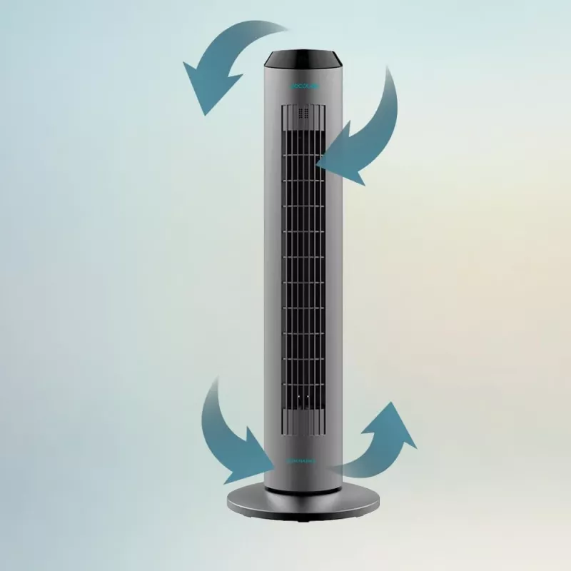 Cecotec EnergySilence 8190 Skyline Ionic Tower Fan, Stand Fan, 60 W, 29 cm, 3 Geschwindigkeiten, Oszillation, Timer, Fernbedienung, Grau