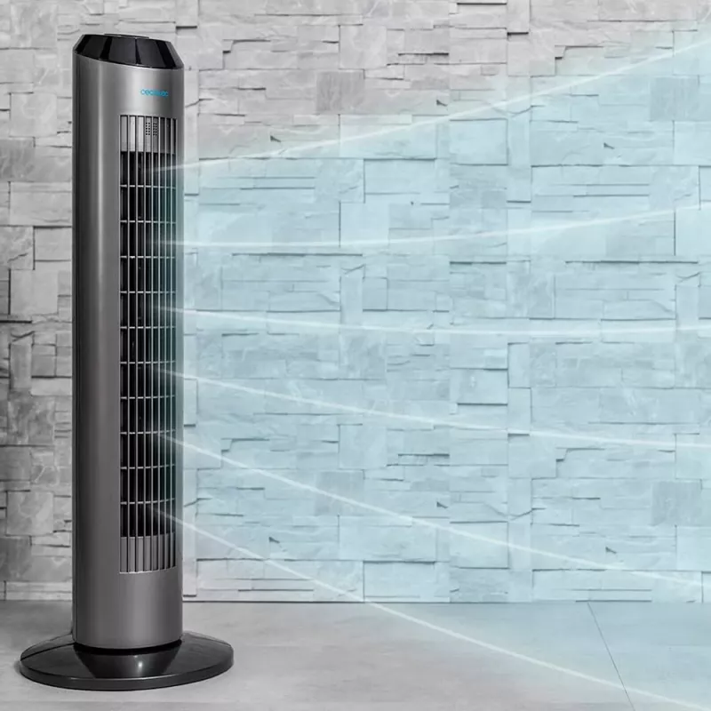 Cecotec EnergySilence 8190 Skyline Ionic Tower Fan, Stand Fan, 60 W, 29 cm, 3 Geschwindigkeiten, Oszillation, Timer, Fernbedienung, Grau